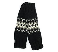LOUDelephant Hand Knitted Wool Leg Warmers - Fairisle Black