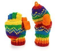 LOUDelephant Hand Knitted Wool Shooter Gloves - Stripe Rainbow Zig Zag