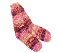 LOUDelephant Hand Knitted Wool Slipper Socks Lined - SD Pink Yellow
