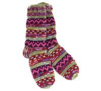 LOUDelephant Hand Knitted Wool Slipper Socks Lined - SD Purple Green