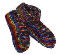 LOUDelephant Hand Knitted Wool Slipper Socks - SD Black Rainbow