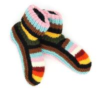 LOUDelephant Hand Knitted Wool Slipper Socks - Stripe Progress Rainbow