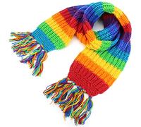 LOUDelephant Long Chunky Wool Knit Striped Scarf - Rainbow