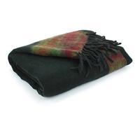 LOUDelephant Nittin Shawl Emporium Tibetan Wool Blend Shawl Blanket - Black with Green & Red Reverse