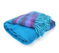 LOUDelephant Nittin Shawl Emporium Tibetan Wool Blend Shawl Blanket - Blue with Purple Reverse