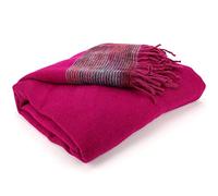 LOUDelephant Nittin Shawl Emporium Tibetan Wool Blend Shawl Blanket - Pink with Maroon & Grey Reverse
