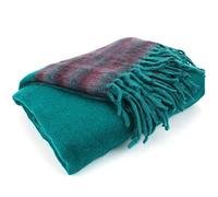 LOUDelephant Nittin Shawl Emporium Tibetan Wool Blend Shawl Blanket - Teal with Maroon Reverse
