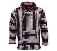 LOUDelephant Recycled Mexican Baja Jerga Hoody - Maroon White (Medium)