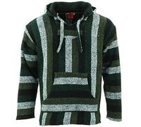 LOUDelephant Recycled Mexican Baja Jerga Hoody - Unisex Striped Plain Pullover - Warm Brushed Interior, Kangaroo Pocket & Adjustable Hood - Authentic Made in Mexico - M-4XL Plus Size