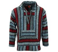 LOUDelephant Recycled Mexican Baja Jerga Hoody - Unisex Striped Plain Pullover - Warm Brushed Interior, Kangaroo Pocket & Adjustable Hood - Authentic Made in Mexico - M-4XL Plus Size