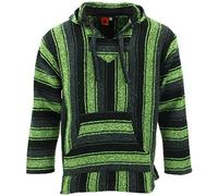 LOUDelephant Recycled Mexican Baja Jerga Hoody - Unisex Striped Plain Pullover - Warm Brushed Interior, Kangaroo Pocket & Adjustable Hood - Authentic Made in Mexico - M-4XL Plus Size