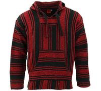 LOUDelephant Recycled Mexican Baja Jerga Hoody - Unisex Striped Plain Pullover - Warm Brushed Interior, Kangaroo Pocket & Adjustable Hood - Authentic Made in Mexico - M-4XL Plus Size