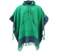 LOUDelephant Soft Vegan Wool Hooded Tibet Poncho - Green Purple