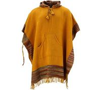 LOUDelephant Soft Vegan Wool Hooded Tibet Poncho - Mustard Sunset