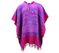 LOUDelephant Soft Vegan Wool Hooded Tibet Poncho - Purple & Pink