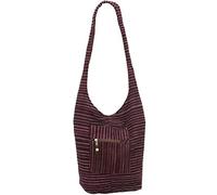 LOUDelephant Striped Chenille Sling Bag -100% Cotton, Main Zip, Internal & External Pockets, Lightweigth Everyday Crossbody Shoulder 95 cm Strap Length for Festival School College