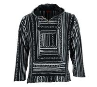LOUDelephant Unisex Baja Hoodie - Brushed Cotton Pullover Jumper - Mexican Style Festival Top with Kangaroo Pocket - Boho Hippie Surf Skater Fleece-Lined Hoody