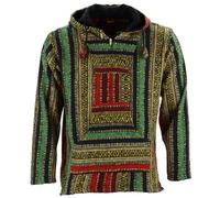 LOUDelephant Unisex Baja Hoodie - Brushed Cotton Pullover Jumper - Mexican Style Festival Top with Kangaroo Pocket - Boho Hippie Surf Skater Fleece-Lined Hoody