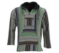 LOUDelephant Unisex Baja Hoodie - Cotton Canvas Festival Jacket - Boho Hippie Zip-Up Hoody with Kangaroo Pockets - Ethnic Handmade Fleece-Lined Top