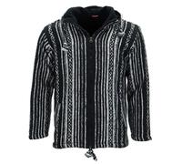 LOUDelephant Unisex Gheri Cotton Soft Brushed Finish Hoodie - Black Diamond X-Small - Fleece-Lined Zip-Up Jacket - Boho Hippie Festival Hoody with Kangaroo Pockets - Ethnic Handmade Nepalese Style