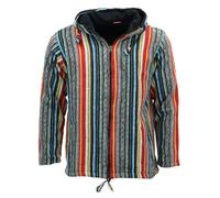 LOUDelephant Unisex Gheri Cotton Soft Brushed Finish Hoodie - Mexican Diamond Medium - Fleece-Lined Zip-Up Jacket - Boho Hippie Festival Hoody with Kangaroo Pockets - Ethnic Handmade Nepalese Style