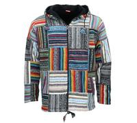 LOUDelephant Unisex Gheri Cotton Soft Brushed Finish Hoodie - Patch Brush X-Large - Fleece-Lined Zip-Up Jacket - Boho Hippie Festival Hoody with Kangaroo Pockets - Ethnic Handmade Nepalese Style