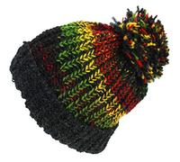 LOUDelephant Wool Knit Beanie Bobble Hat - Rasta