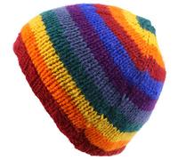 LOUDelephant Wool knit beanie hat with fleece lining - Rainbow