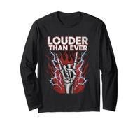 Louder Than Ever Skeleton Rock Gesture Long Sleeve T-Shirt