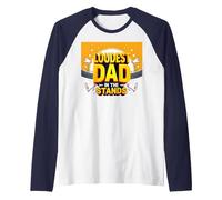 Loudest Dad in The Stands: Proud Father Sports Fan Raglan Baseball Tee, Men, Navy/White, XL