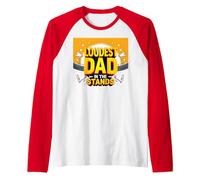 Loudest Dad in The Stands: Proud Father Sports Fan Raglan Baseball Tee, Men, Red/White, XXL