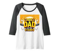 Loudest Dad in The Stands: Proud Father Sports Fan Raglan Baseball Tee, Women, Dark Heather/White, XL
