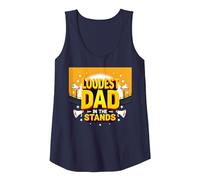Loudest Dad in The Stands: Proud Father Sports Fan Tank Top, Women, Navy, S
