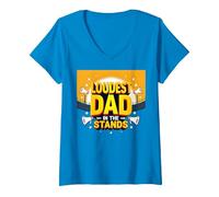 Loudest Dad in The Stands: Proud Father Sports Fan V-Neck T-Shirt, Women, Sapphire, XXL