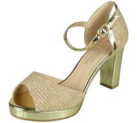 LoudLook Ladies Bridal Party Sandals Women Going Out Glitter Peeptoe High Heel Shoes Size Gold 5
