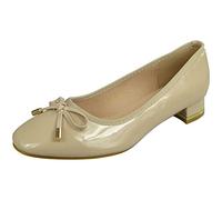 LoudLook Ladies Court Shoes Womens Casual Work Bow Mid Heel Office Party Smart Comfy Boots Size Beige 7