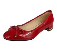 LoudLook Ladies Court Shoes Womens Casual Work Bow Mid Heel Office Party Smart Comfy Boots Size Red 6