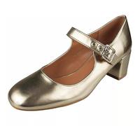LoudLook Ladies Dance Shoes Womens Mary Jane Comfy Square Toe Buckle Casual Smart Boots Size Gold 4