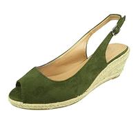 LoudLook Ladies Espadrilles Sandals Womens Slingback Wedge Work Buckle Peeptoe Shoes Size Green 7