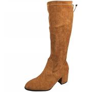 LoudLook Ladies Mid Calf Boot Tie Cuban Heel Casual Comfy Winter Outdoor Work Shoes Sizes Camel 5