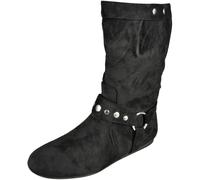 LoudLook Ladies Pixie Boots Round Toe Flat Zip Comfy Grip Winter Fashion Mid Calf Shoes Size Black 3