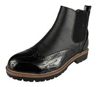 LoudLook Ladies Smart Work Casual Slip On Stretch Brogue Chelsea Shoes Cuban Heel Womens Size Black 3