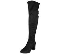 LoudLook Ladies Thigh High Boots Women Casual Shoes Ladies Office Boots Women Work Shoes Ladies Zip Boots Women Stretch Shoes Ladies Mid Heel Boots Ladies Over The Knee Shoes Black, 4 UK