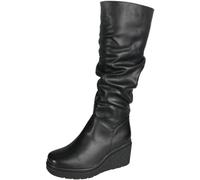LoudLook Ladies Wedge Boots Womens Platform Zip Comfy Faux Suede Fur Lined Shoes Size Black Pu 3