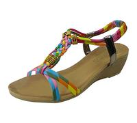LoudLook Ladies Wedges Summer Sandals Womens Slingback Light Comfy Elastic Open Toe Shoes Size Multi 7