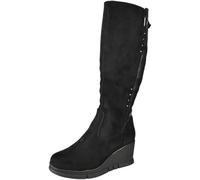 LoudLook Women Knee High Boots Wedge Stretch Zip Comfy Casual Extending Grip Winter Shoes Sizes Black Suede 6