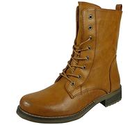 LoudLook Women Mid Calf Winter Lace Up Zip Boots Ladies Outdoor Biker Casual Ankle Shoes Size Camel 3