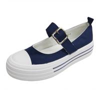 LoudLook Women Trainers Comfy Grip Casual Smart Buckle Lined Fashion School Sneakers Sizes Navy 5
