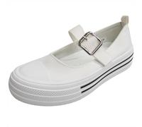 LoudLook Women Trainers Comfy Grip Casual Smart Buckle Lined Fashion School Sneakers Sizes White 4