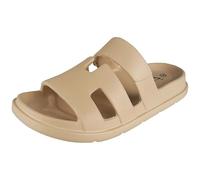 LoudLook Womens Flat Mules Sliders Slip On Light Weight Cushioned Beach Open Toe Girls Rubber Material Holiday Summer Comfy Slider Sizes Beige 5